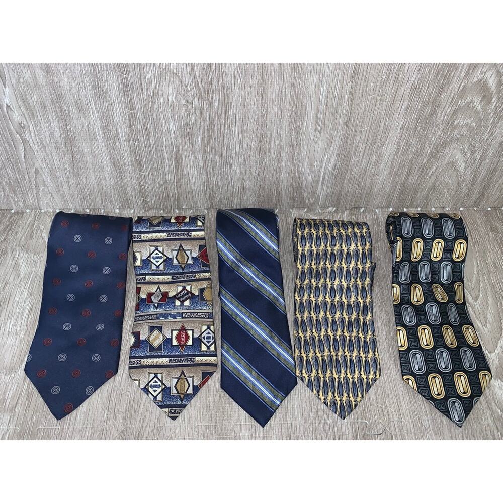 5 Piece Designer Silk Necktie Set‎ Geometric Multicolor Men's Formal